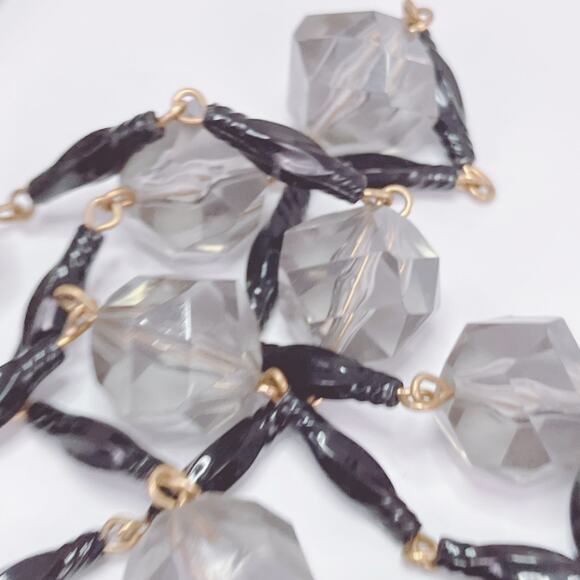 VTG West Germany 46" Smoky Gray Faceted Plastic Bead Necklace Glass Box Clasp - Picture 11 of 11